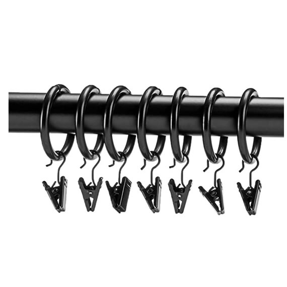 Black 1" Metal Rings With Clips