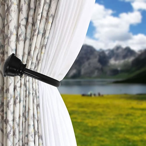 4.5" Inch Black Metal Decorative Curtain Holdbacks With Screws