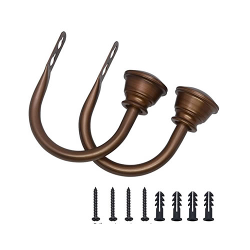 4.5" Inch Brown Metal Decorative Curtain Holdbacks With Screws