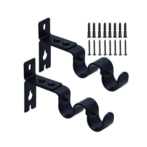 Black Easy Quick Hang Curtain Rod Brackets 5/8