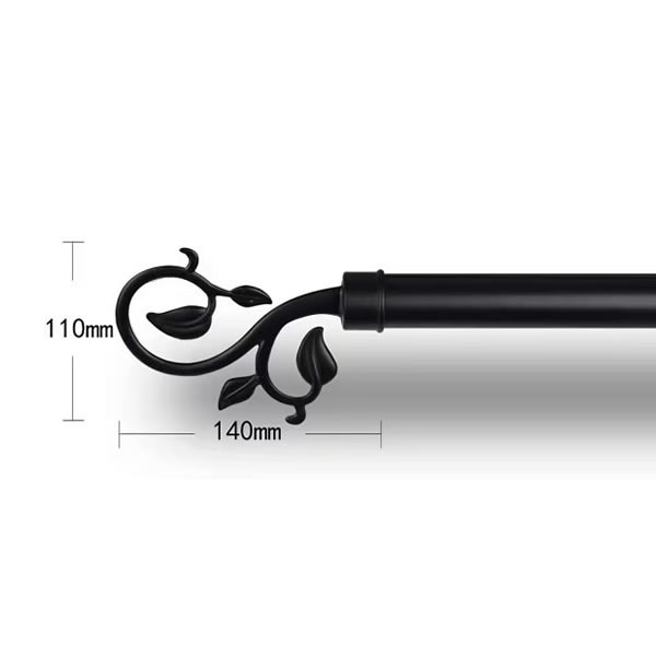 Black Small Leaf Style Finial For 1 1/2