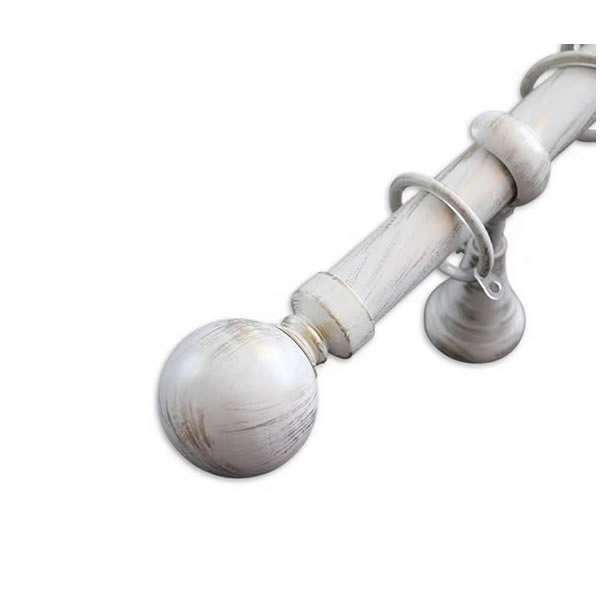 White Brush Gold Round Finial For 1 3/8